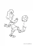 Ausmalbild Fußballerin jongliert den Ball