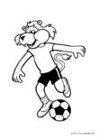 Ausmalbild Löwe mit Fußball