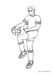 Ausmalbild Mann jongliert Fußball
