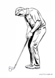 Ausmalbild Alter Mann beim Golf