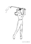 Ausmalbild Golferin mit Kappe