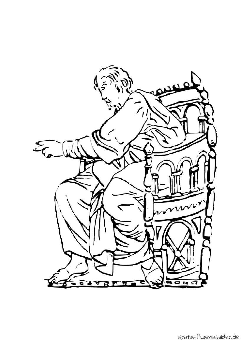 Ausmalbild Statue eines Mannes im Stuhl