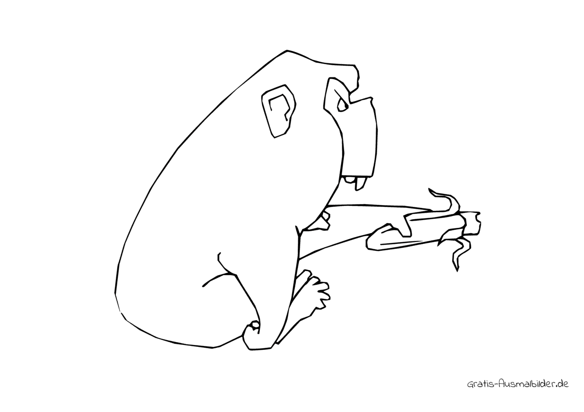 Ausmalbild Affe zeigt mit Banane