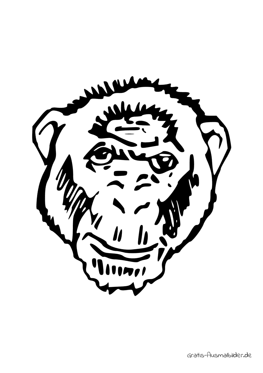 Ausmalbild Affenkopf einfach