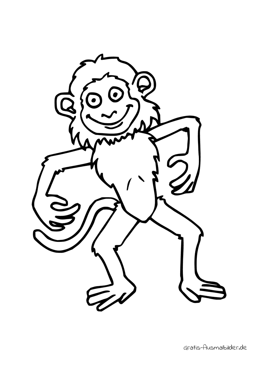 Ausmalbild Fröhlicher Affe