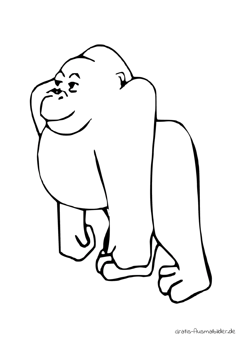 Ausmalbild Gorilla lächelt