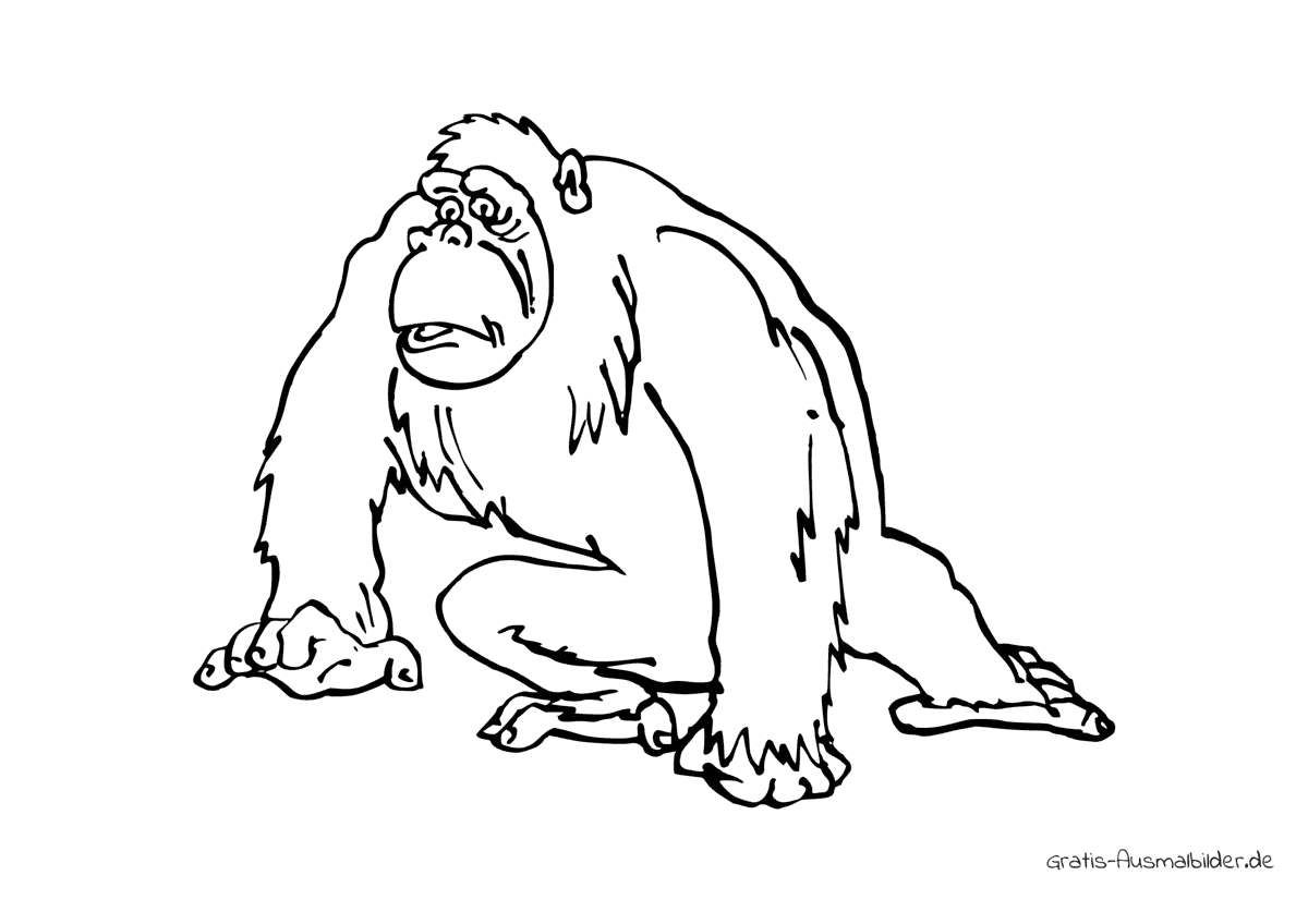 Ausmalbild Gorilla sitzt