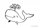 Ausmalbild Fröhlicher Wal mit Wasserfontäne