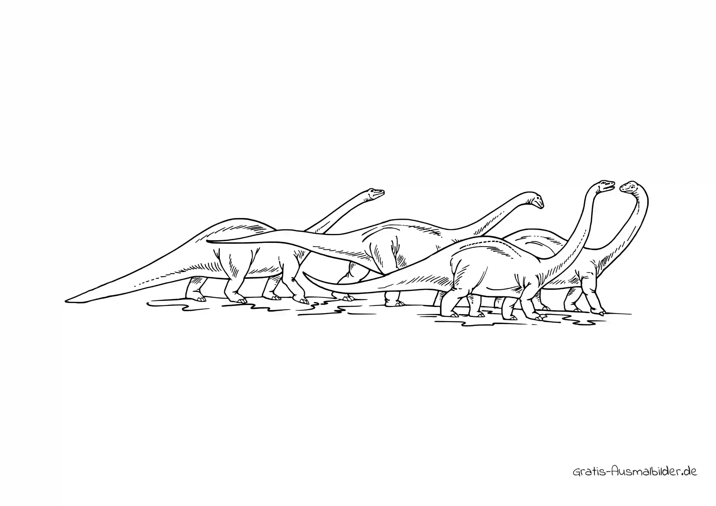 Ausmalbild Brachiosauriergruppe