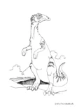 Ausmalbild Dino auf den Hinterbeinen
