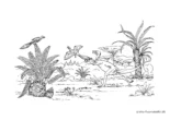 Ausmalbild Dino jagt Flugsaurier