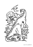 Ausmalbild Dino mit Flugsaurier