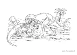 Ausmalbild Dinos am Kämpfen