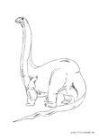 Ausmalbild Dinosaürier mit langem Hals