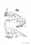 Ausmalbild Dinosaurier mit Muster