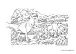 Ausmalbild Raubsaurier und Triceratops