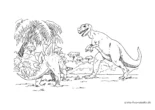 Ausmalbild T Rex am Kämpfen