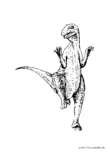 Ausmalbild T Rex auf einem Bein