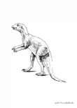 Ausmalbild T Rex auf Hinterbeinen