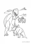 Ausmalbild T Rex gegen Protoceratops