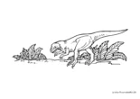 Ausmalbild T Rex mit Blättern