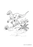 Ausmalbild T Rex mit Pflanzen