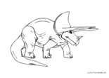 Ausmalbild Triceratops mit großen Hörnern