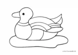 Ausmalbild Ente abstrakt gezeichnet