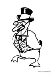 Ausmalbild Ente mit Anzug