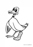 Ausmalbild Ente mit gebrochenem Fuß