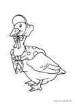 Ausmalbild Ente mit Halstuch