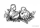 Ausmalbild Entenbabys Blumen