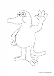 Ausmalbild Winkende Ente mit Händen