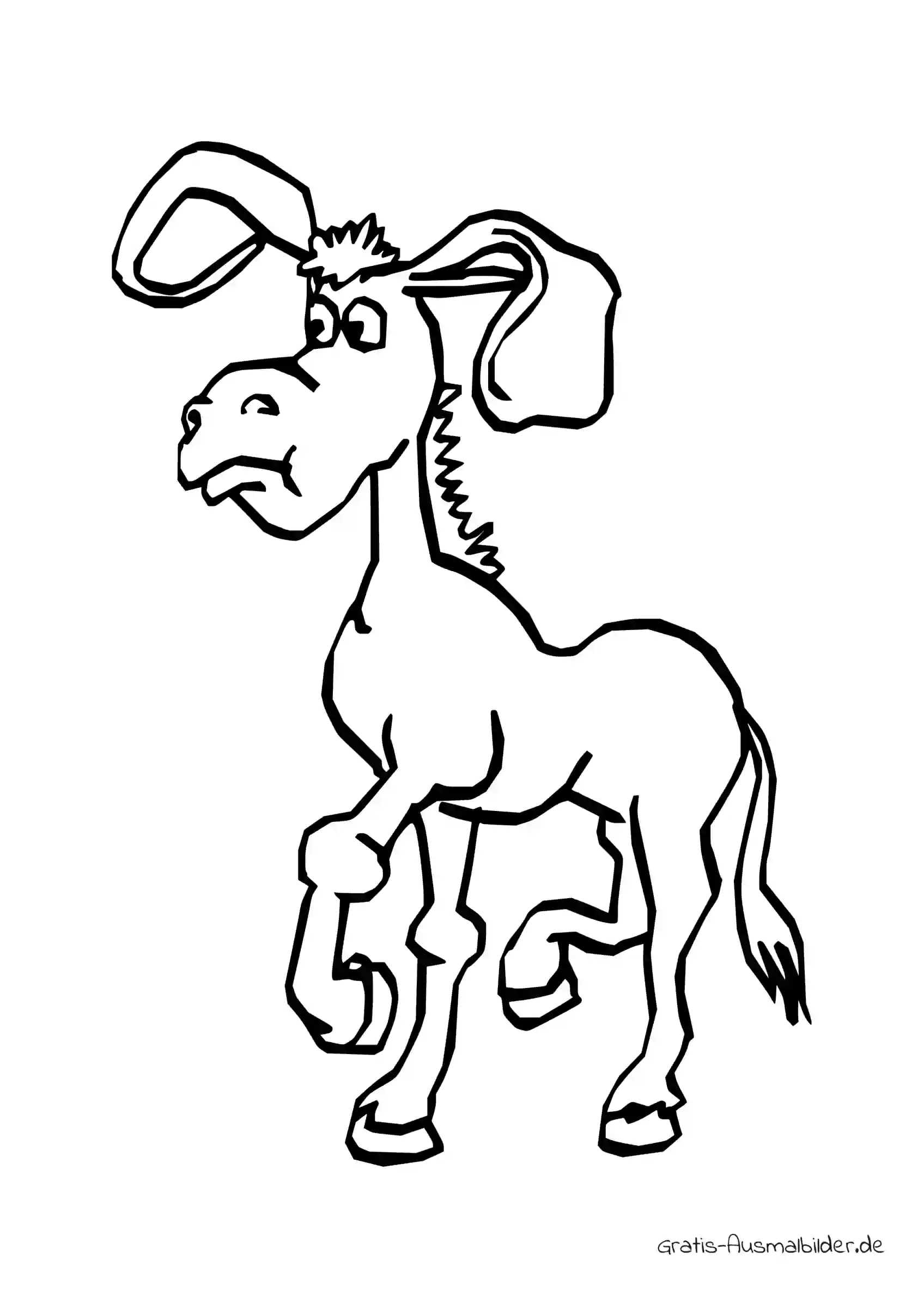 Ausmalbild Esel mit riesen Ohren