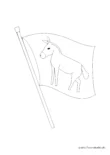 Ausmalbild Flagge mit Esel
