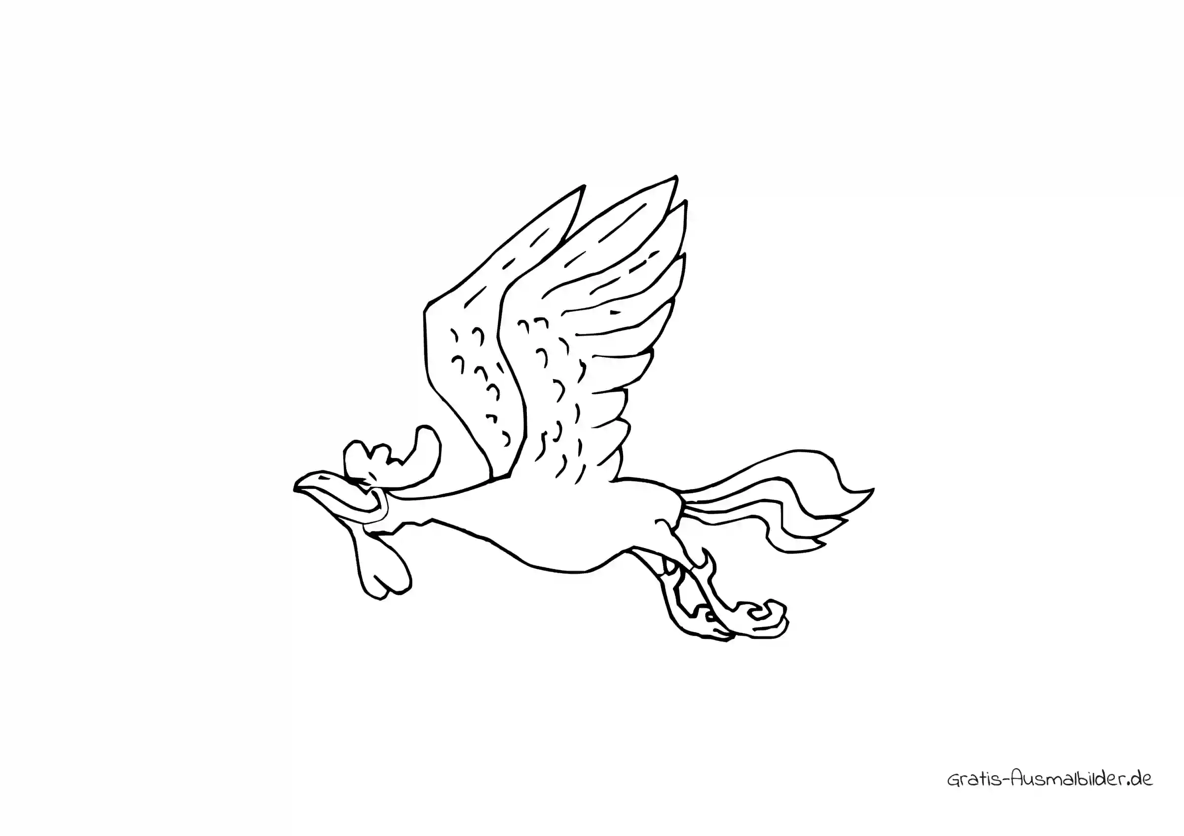 Ausmalbild Fliegender Hahn
