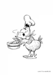 Ausmalbild Huhn am Kochen