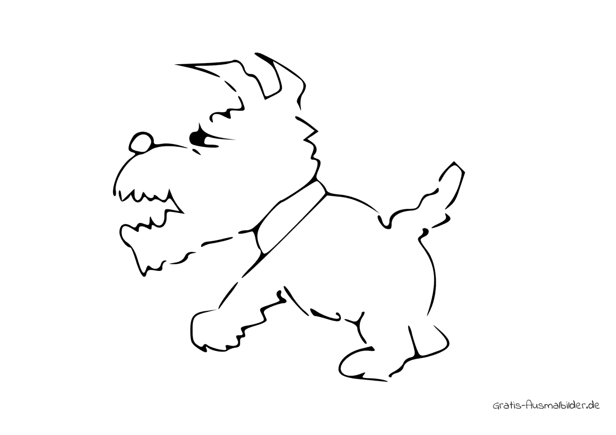 Ausmalbild Bellender Hund schematisch