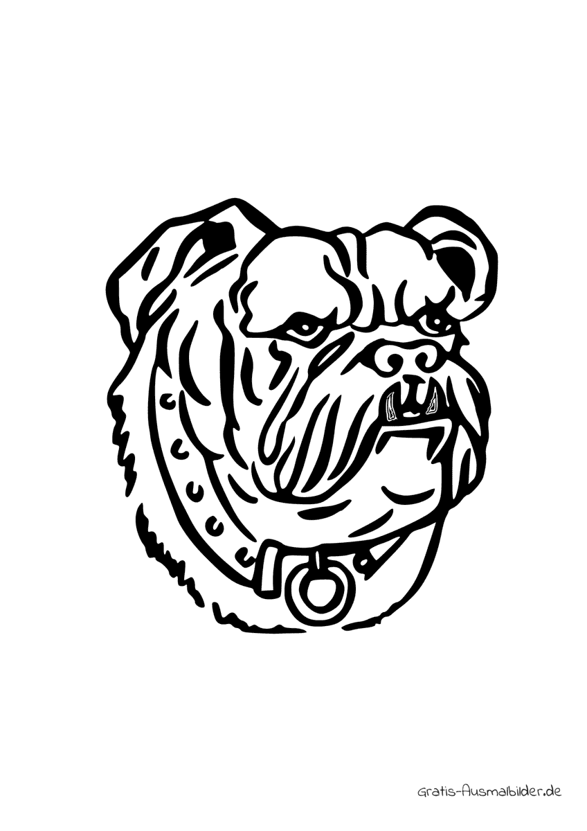 Ausmalbild Bulldogge mit Halsband