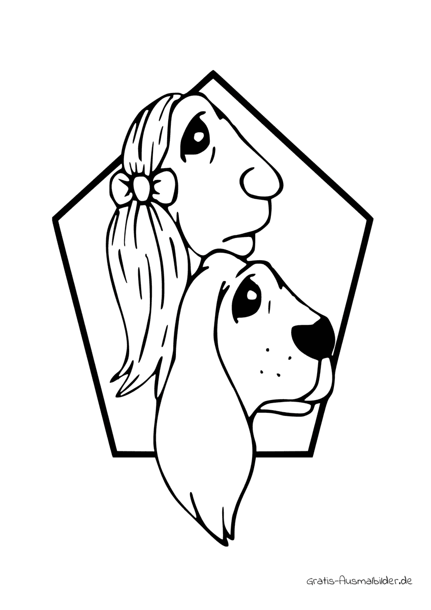 Ausmalbild Frau mit Hund