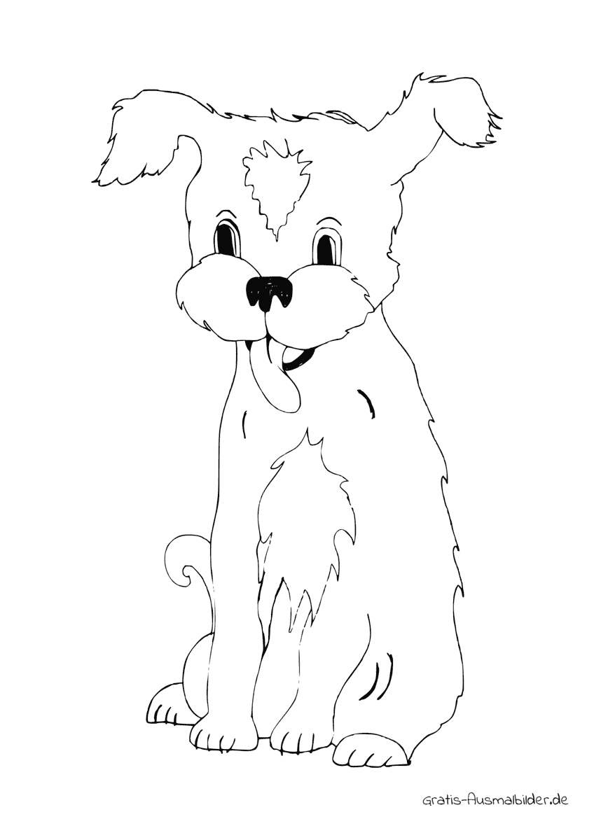Ausmalbild Fröhlicher Hund mit Herzsymbol