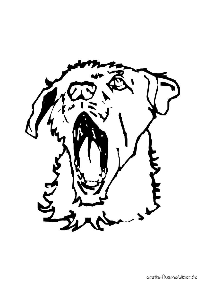 Ausmalbild Gähnender Hund