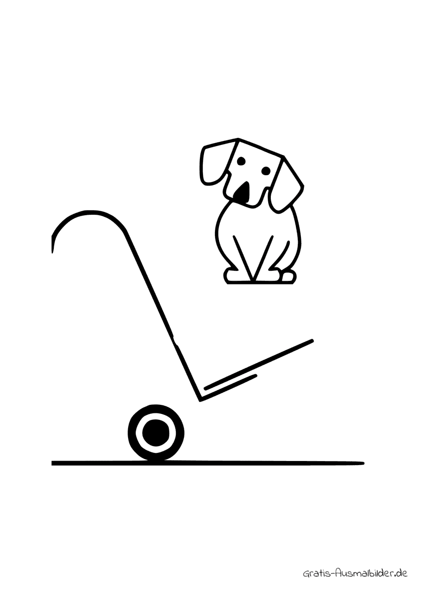 Ausmalbild Hund mit einem Transporter