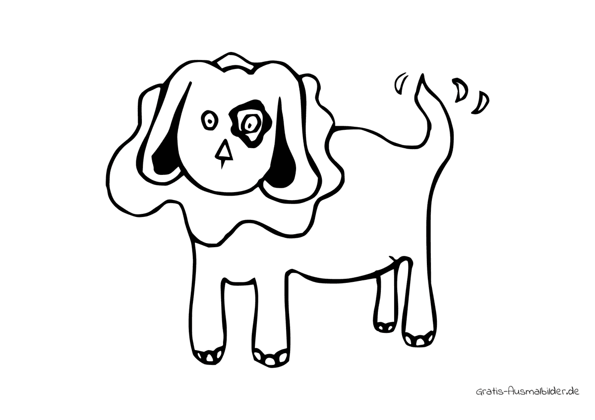 Ausmalbild Hund mit Fleck ums Auge
