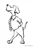 Ausmalbild Hund mit Krawatte