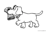 Ausmalbild Hund mit Zeitung