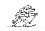 Ausmalbild Hund Skilangläufer