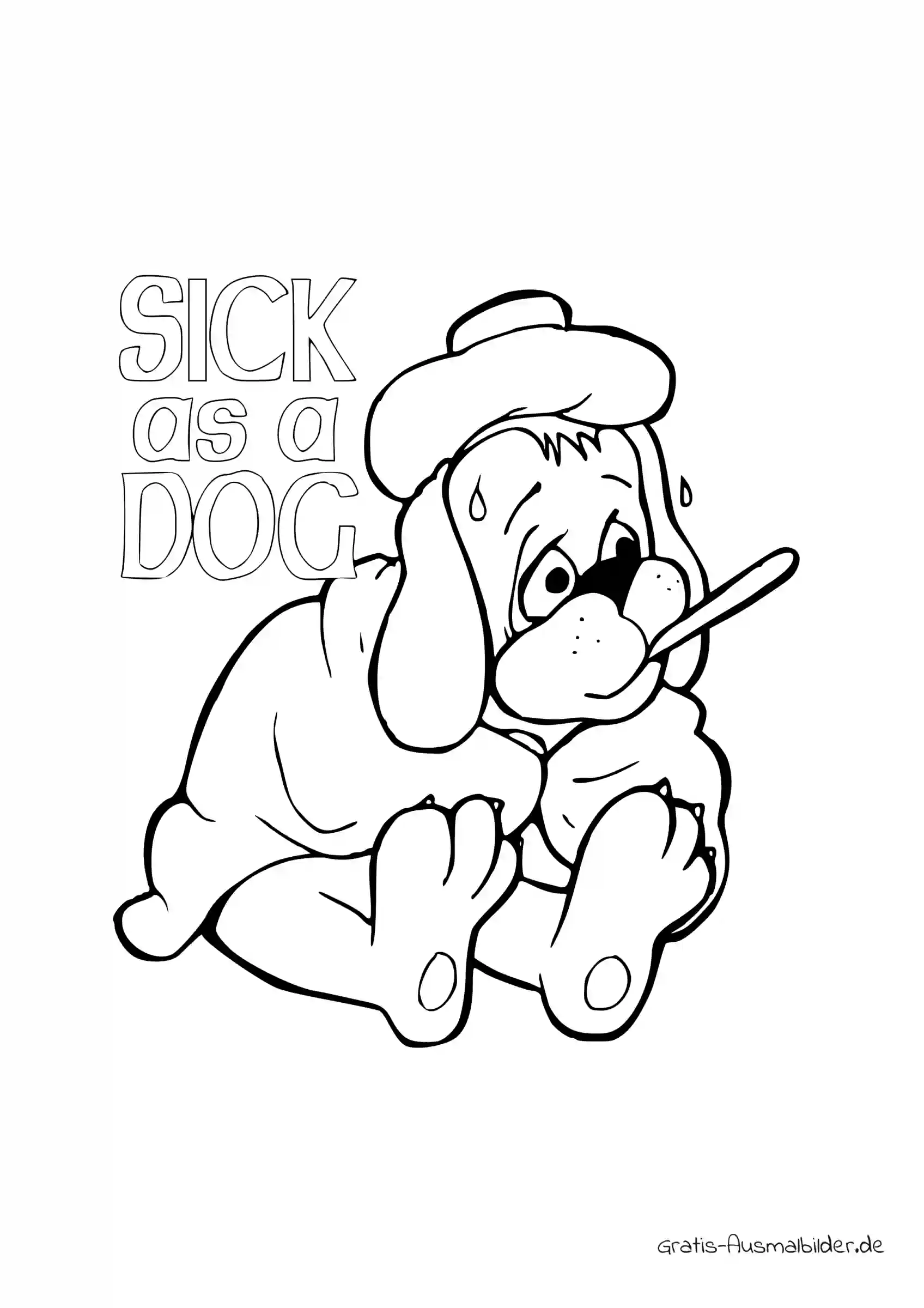 Ausmalbild Hunde krank