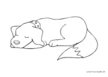Ausmalbild Schlafender Hund mit Pinselspitze