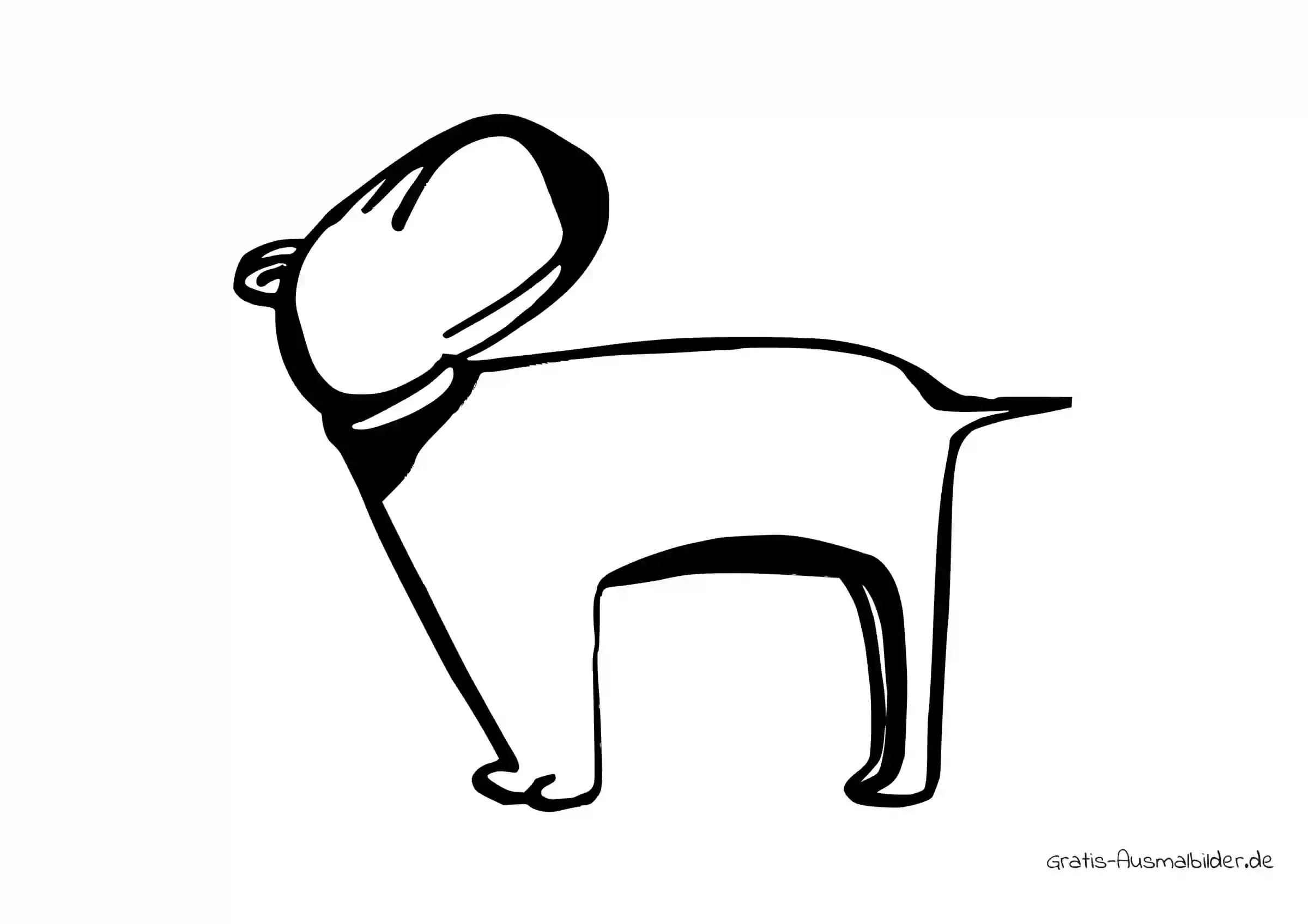 Ausmalbild Skizze Hund dreht den Kopf